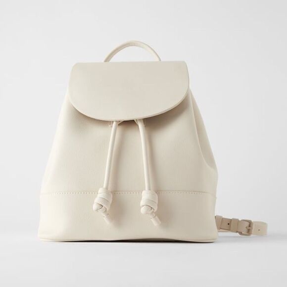 ZARA BACKPACK KNOTTED FLAP BUCKET BAG - Picture 2 of 4